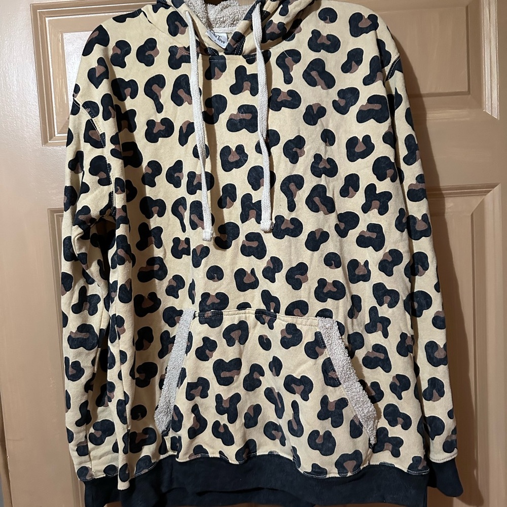 Leopard Print Hoodie with Kangaroo Pocket